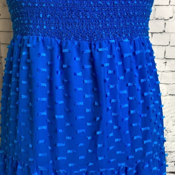 Alice+Olivia KIZZIE SMOCKED FLUTTER SLEEVE TIERED MAXI DRESS SZ 2 Blue Romantic - Picture 9 of 16